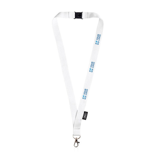 RPET lanyard met veiligheidssluiting en metalen karabijnhaak, 3 cm met jouw bedrukking