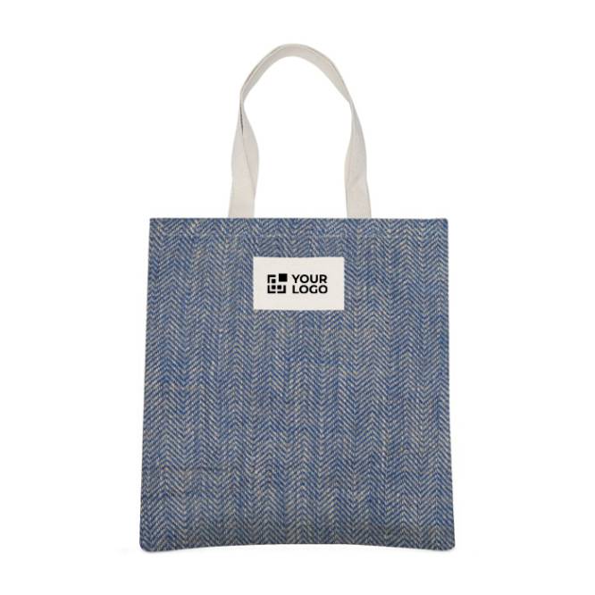 Jute tas met katoenen handvatten en stof met zigzagafwerking