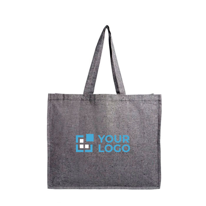 Tas van gerecycled katoen met zijvouw 190 g/m² met jouw bedrukking