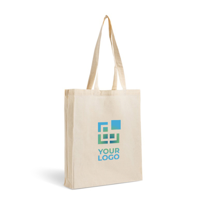 Katoenen tas met volledige bodemvouw voor meer capaciteit 140 g/m²