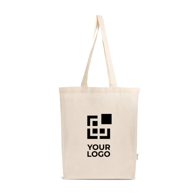 Tas van gerecycled katoen en plastic met plooi 140 g/m²