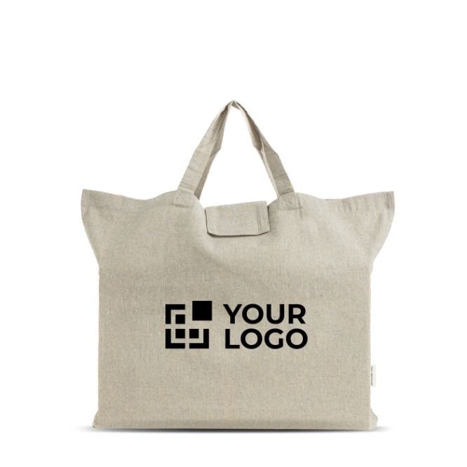 Opvouwbare katoenen tas met bodemvouw en hengsels 150 g/m²