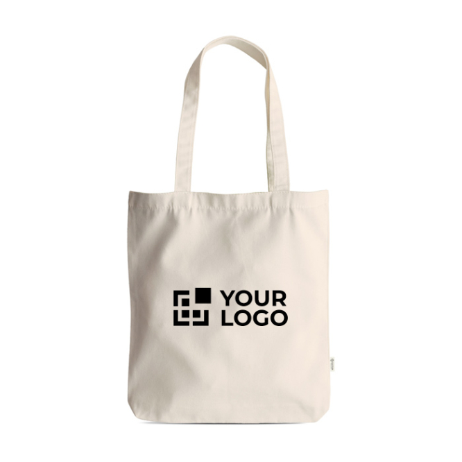 Tas van gerecycled katoen en plastic met hengsels 310 g/m²