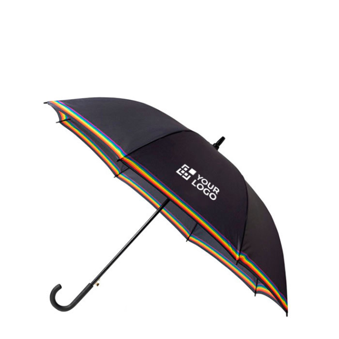 Automatische paraplu van pongee met regenboogkleuren en 8 panelen Ø120 met jouw bedrukking