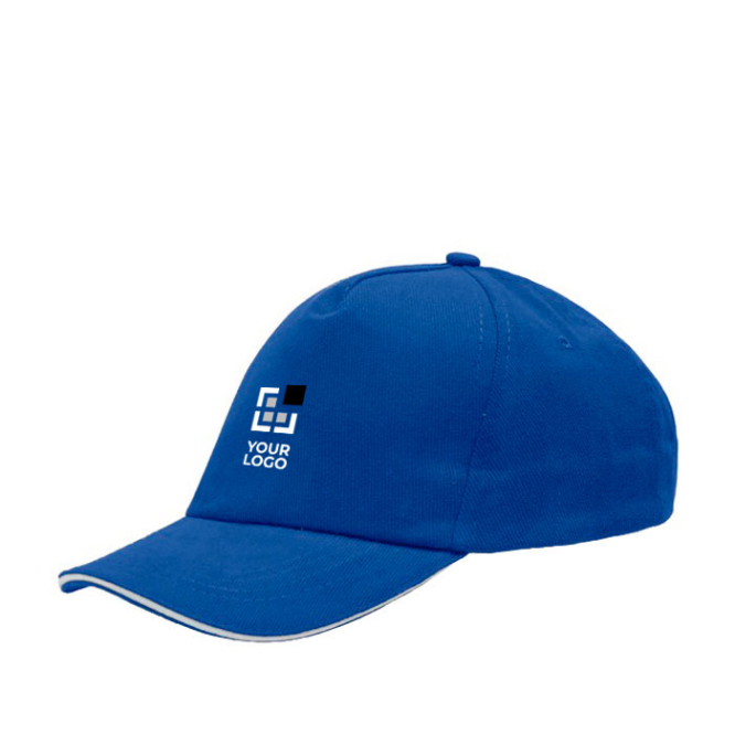 Pet voor kinderen van katoen met kleurdetail op de klep 255 g/m² met jouw bedrukking