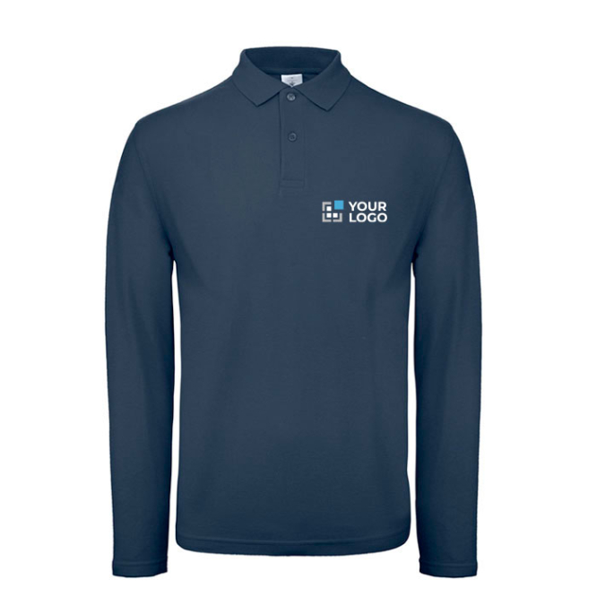 Katoenen polo met lange mouwen voor heren 180 g/m² B&C met jouw bedrukking
