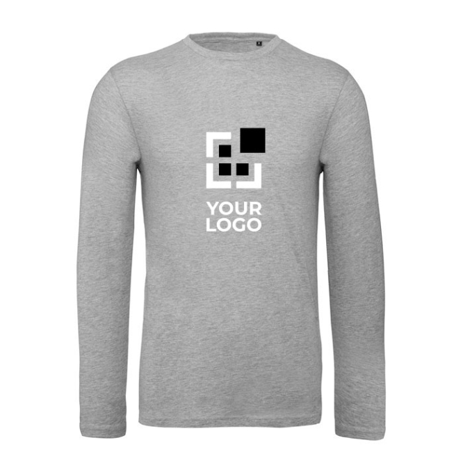 T-shirt voor heren met lange mouwen van biologisch katoen B&C met jouw bedrukking