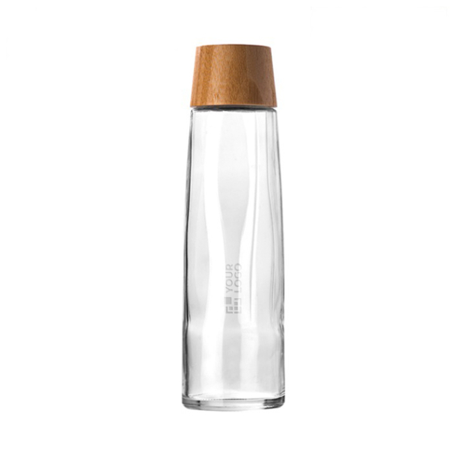 Premium duurzame glazen fles met bamboedeksel 750ml