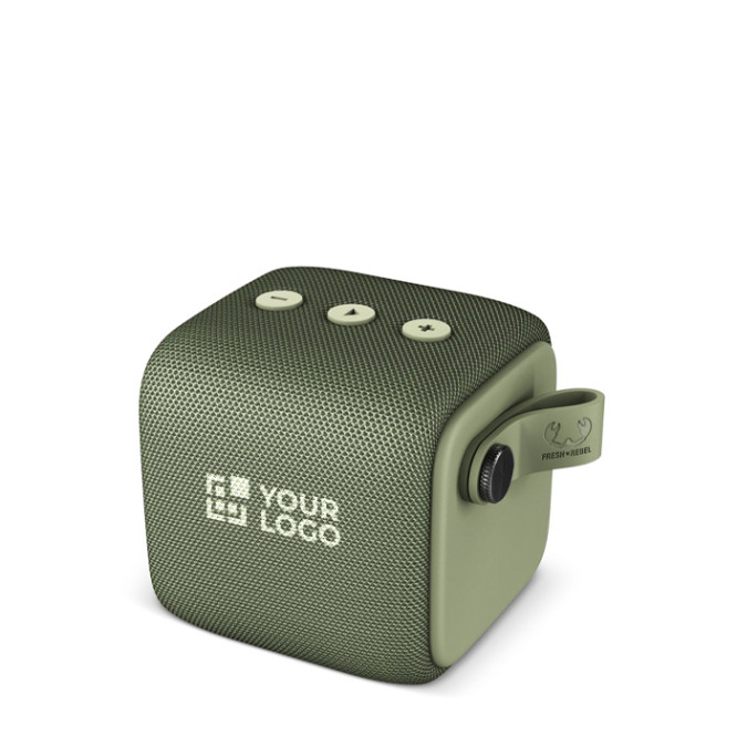 Vierkante waterbestendige speaker Fresh 'n Rebel Rockbox Bold S met jouw bedrukking groen