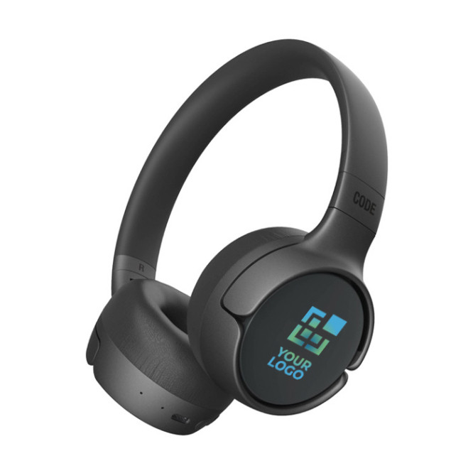 Handsfree koptelefoon in pastelkleuren Fresh 'n Rebel met jouw bedrukking zwart