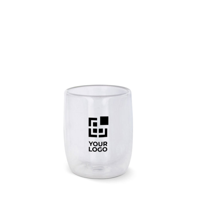 Glazen koffieglas met dubbele wand capaciteit van 230ml met jouw bedrukking