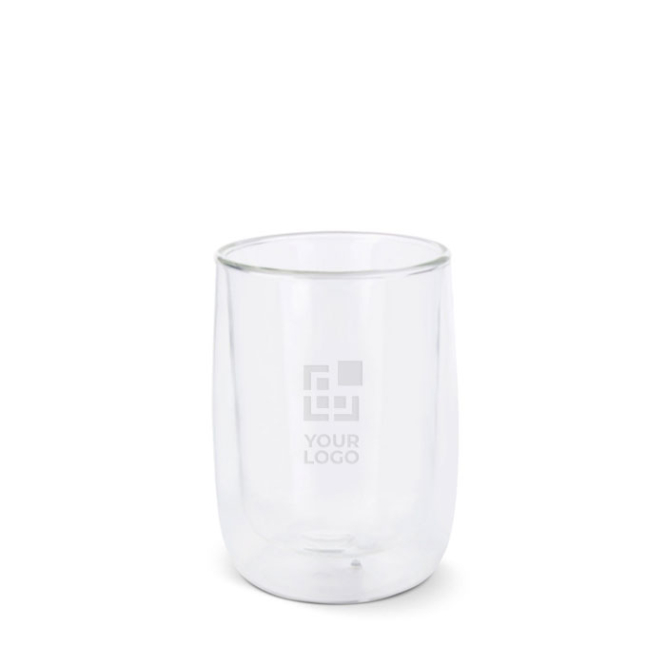 Glazen koffieglas met dubbele wand capaciteit van 320ml met jouw bedrukking