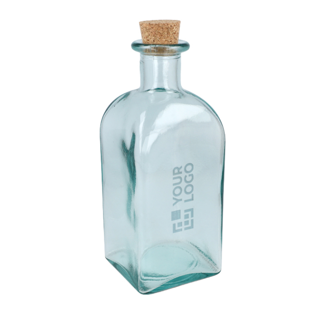 Vierkante glazen fles met anti-druppeldop 1 L, gemaakt in EU