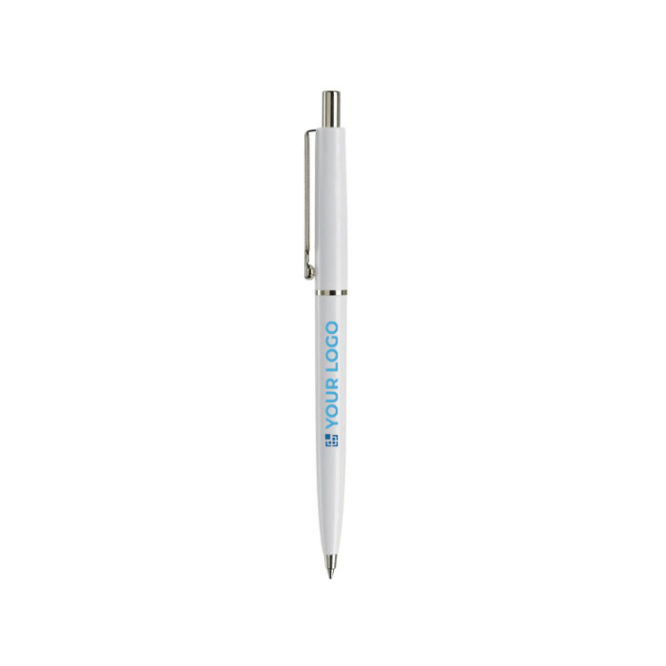 Plastic pen met metalen onderdelen gemaakt in de EU met jouw bedrukking