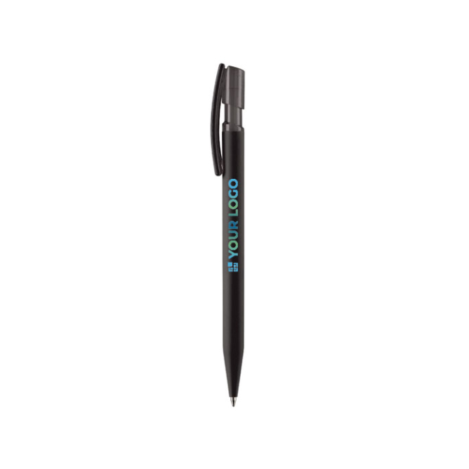 Transparante plastic pen met zachte grip gemaakt in de EU met jouw bedrukking