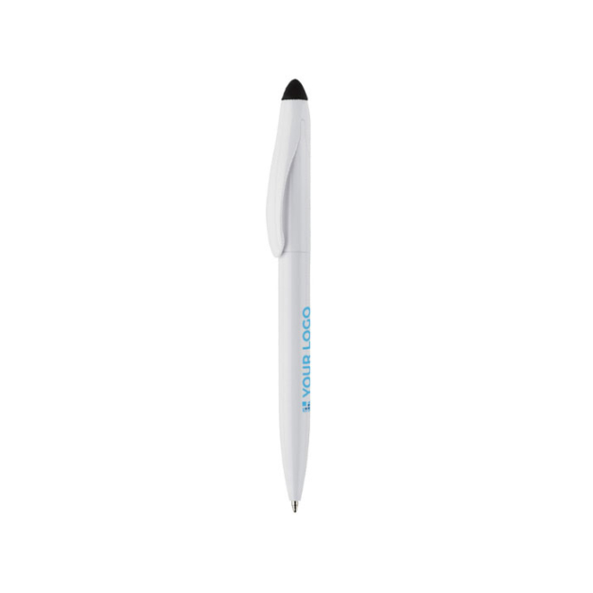 Plastic draaipen met zwarte stylus met jouw bedrukking