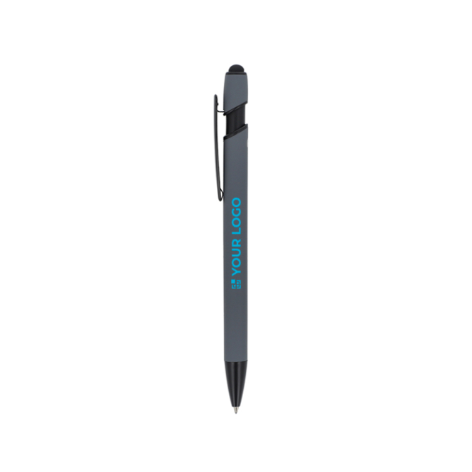 Gerecyclede aluminium pen met stylus, blauwe inkt