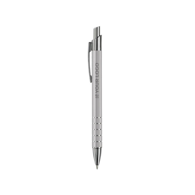 Aluminium pen met matte afwerking en 5 zilveren ringen met jouw bedrukking