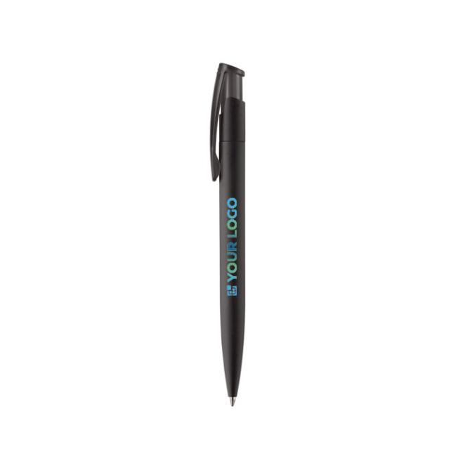 Kleurrije plastic pen met soft-touch afwerking met jouw bedrukking