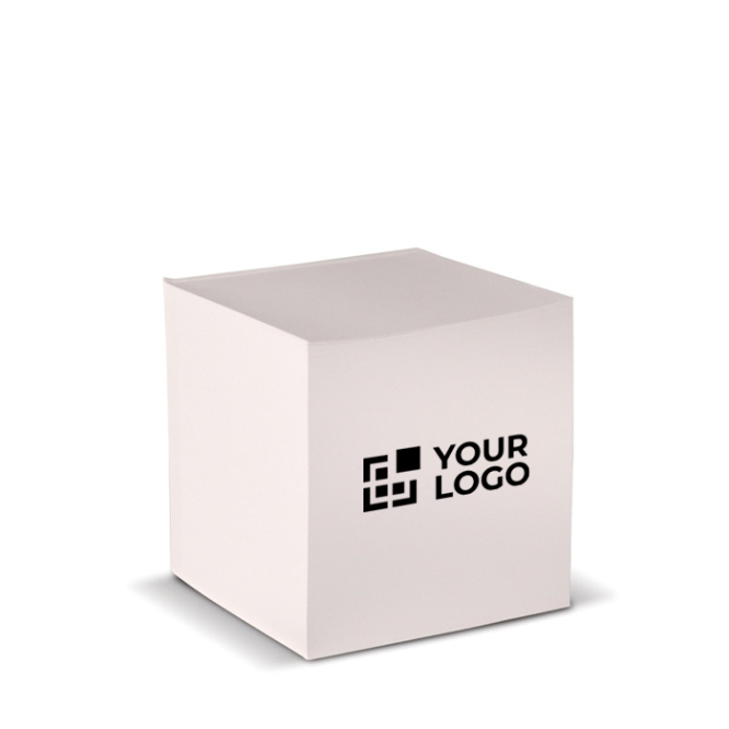 Vierkante notitieblok van 100% gerecycled papier 10x10x10cm met jouw bedrukking