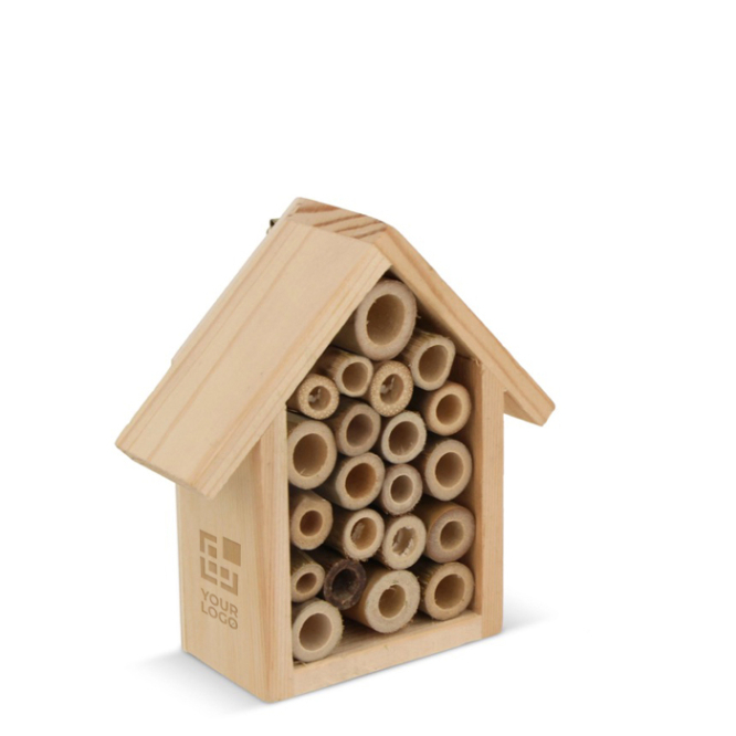 Kleine ecologische bijenhuis gemaakt van FSC hout met jouw bedrukking