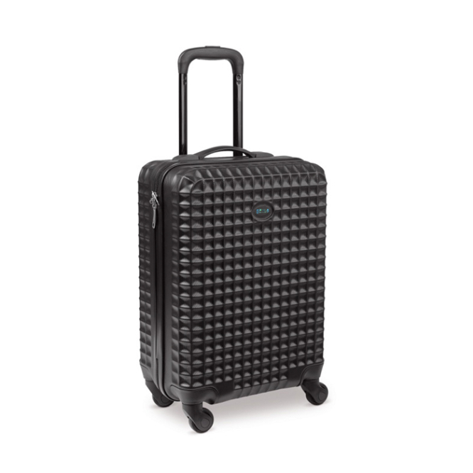 Getextureerde 4-wiel trolley in diverse kleuren met etiket. met jouw bedrukking