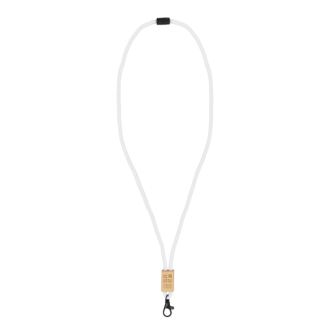 Lanyard van RPET in kleuren met bamboedetail om te personaliseren