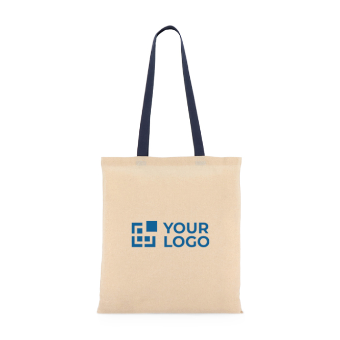 Katoenen tas met gekleurde hengsels OEKO-TEX 140 g/m²