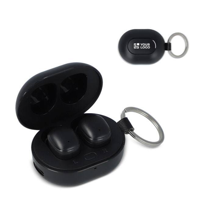 Mini oordopjes in een case ter grootte van een sleutelhanger