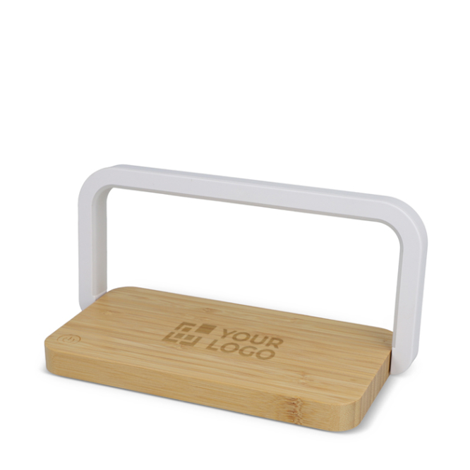 Draadloze bamboe oplader voor bureau met verlichting 15 W