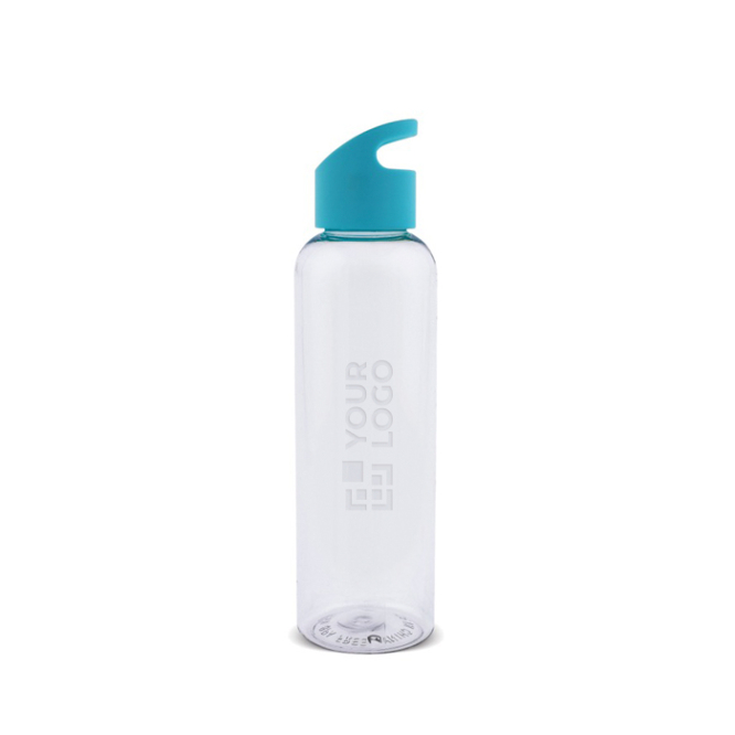Transparante RPET fles met gekleurd geometrisch handvat 600ml met jouw bedrukking