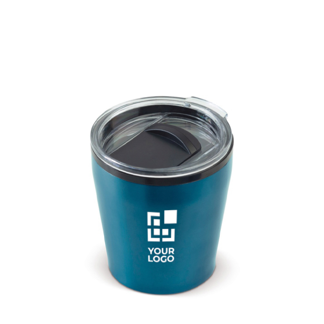 Dubbelwandige RVS beker geschikt voor koffiemachines 180ml met jouw bedrukking