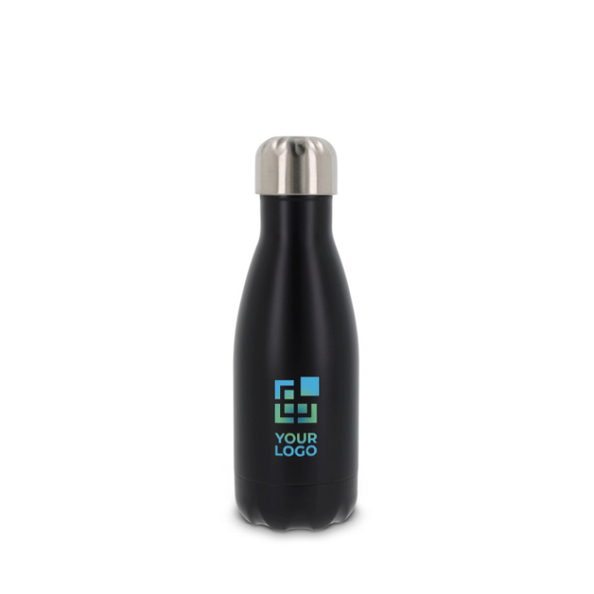 Dubbelwandige RVS fles met zilveren dop 260ml met jouw bedrukking