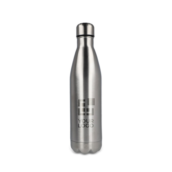 Fles van gerecycled roestvrij staal met zilveren dop 750 ml
