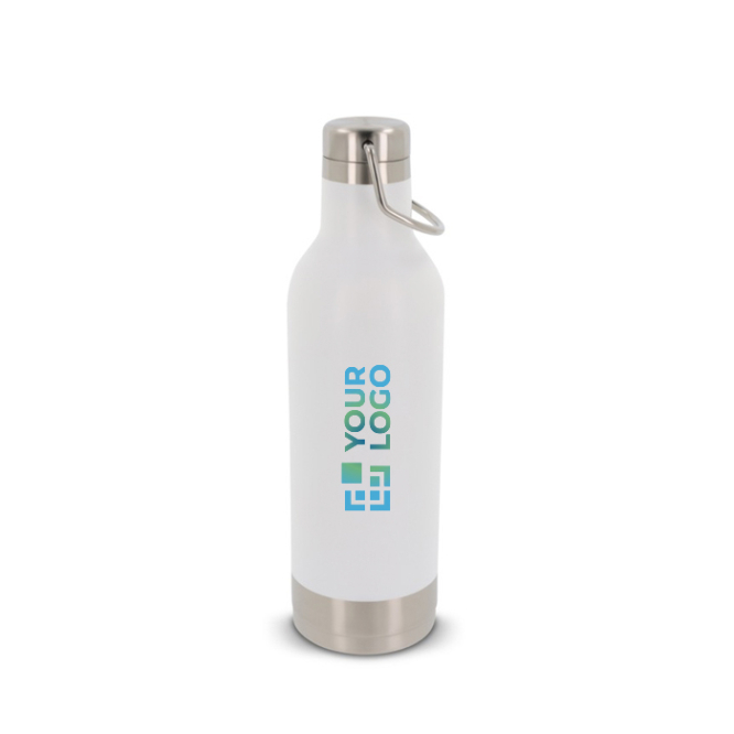 Lekvrije RVS fles met draaggreep 400ml met jouw bedrukking