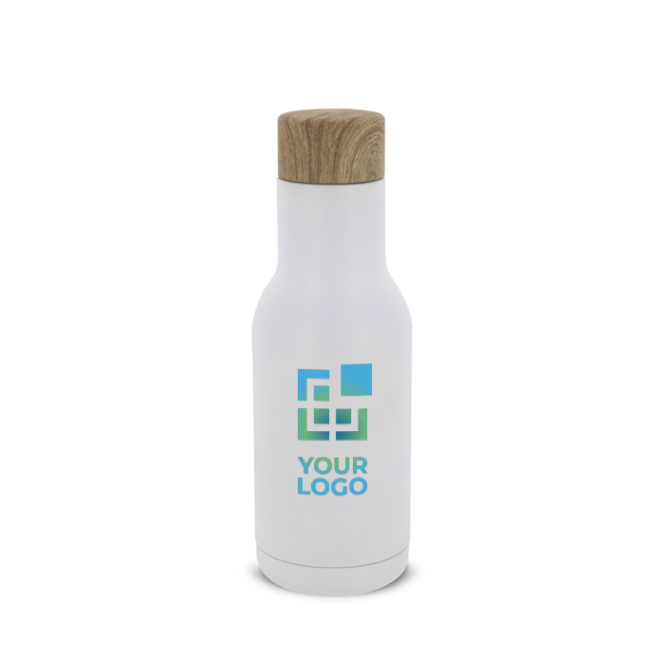 Dubbelwandige RVS fles met theezeef 340ml met jouw bedrukking