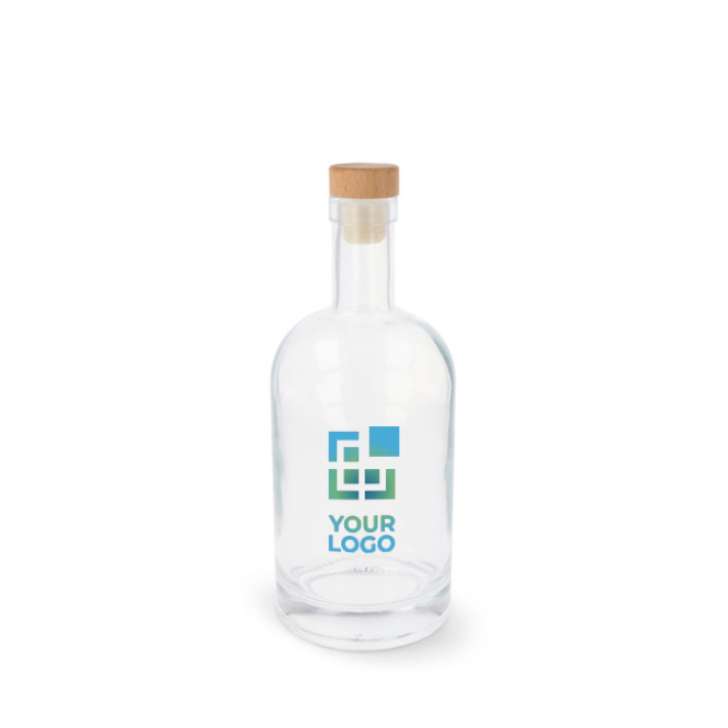 Duurzame glazen fles met FSC-deksel 750ml met jouw bedrukking