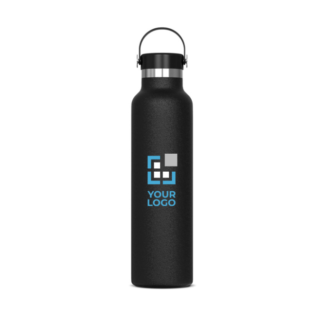 Lekvrije RVS fles met draaggreep 650ml met jouw bedrukking