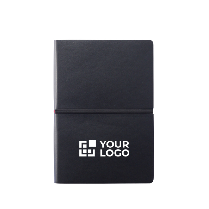 Gepersonaliseerd notitieboek met slappe kaft weergave met jouw bedrukking