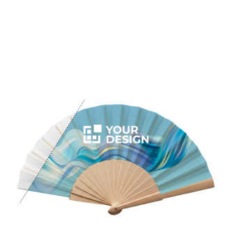 Houten waaier met polyester doek, personaliseerbaar