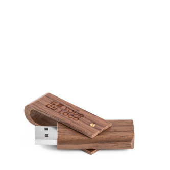 Draaibare USB van walnoothout