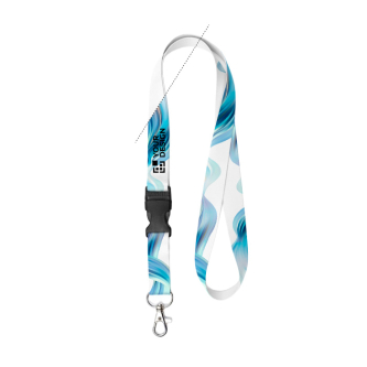 RPET-lanyard in full colour met gesp, custom made in Europa