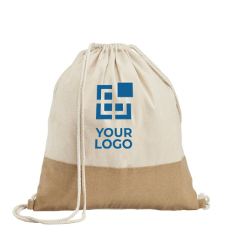 Reclame rugzak met detail van jute kleur beige