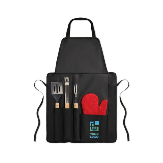 Barbecueschort met accessoires weergave met jouw bedrukking