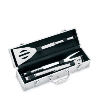 Aluminium koffer met BBQ-accessoires weergave met jouw bedrukking