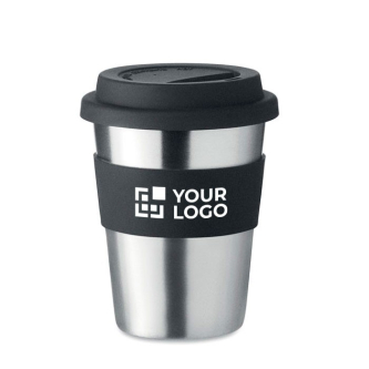 RVS drinkbeker (350ml) met siliconen details kleur zwart