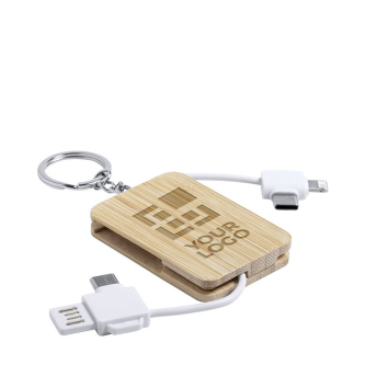 Bamboe sleutelhanger / oplader met logo