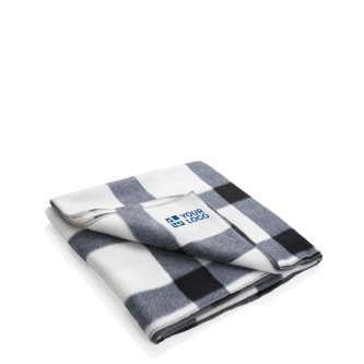 Zachte ruitpatroon deken met logo kleur wit