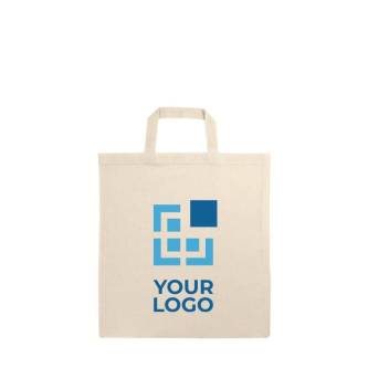 Katoenen tas met logo en korte hendels weergave met jouw bedrukking