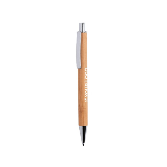 Bamboo balpen met logo (blauwe inkt)